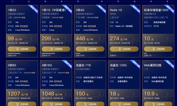 腾讯云助力行业复工99元购买1年1核2G1M服务器