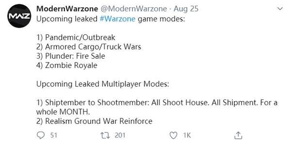 《COD：战区》将加入僵尸大逃杀等4个新模式