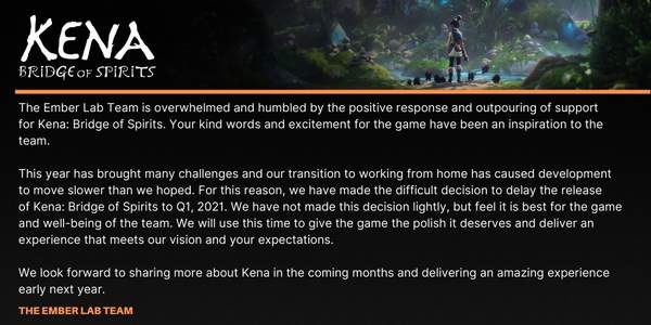 《柯娜：精神之桥》将延期至2021年第一季度