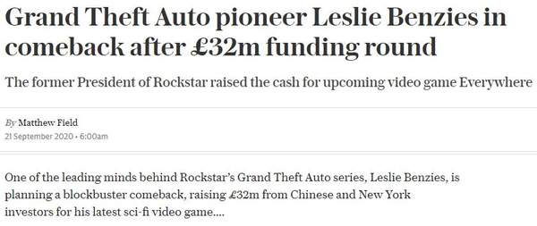 前R星员工新工作室获4200万美元注资