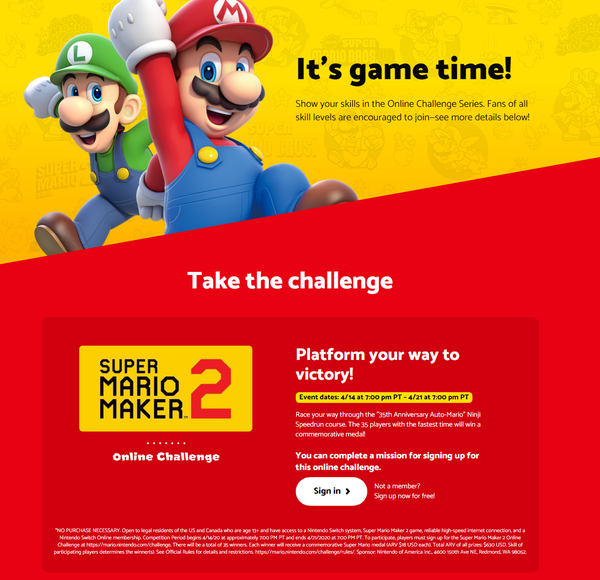 官网显示马里奥35周年计划原定4月举办