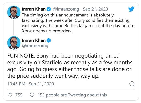 传索尼想要限时独占科幻RPG《星空》和B社进行过谈判