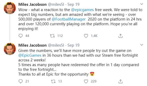 《足球经理2020》Epic首天白嫖超50万次