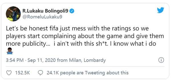 米兰前锋对《FIFA 21》个人评分不满进球翻倍分不变