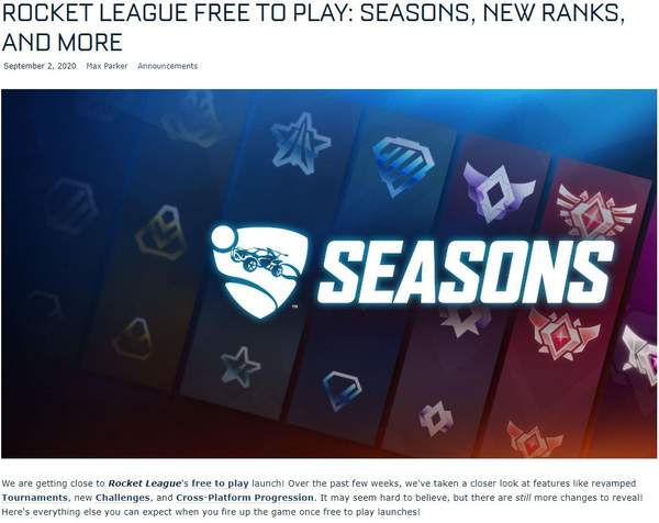 《火箭联盟》将转为全平台免费PS4/NS联机无需会员