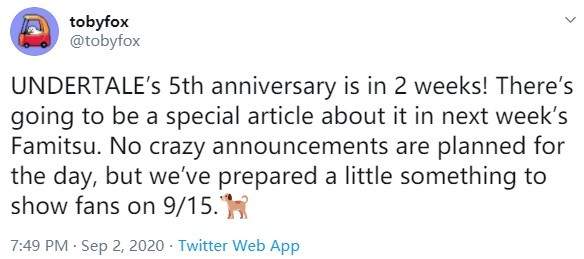 《传说之下》将迎来五周年9月15日放出一些新东西