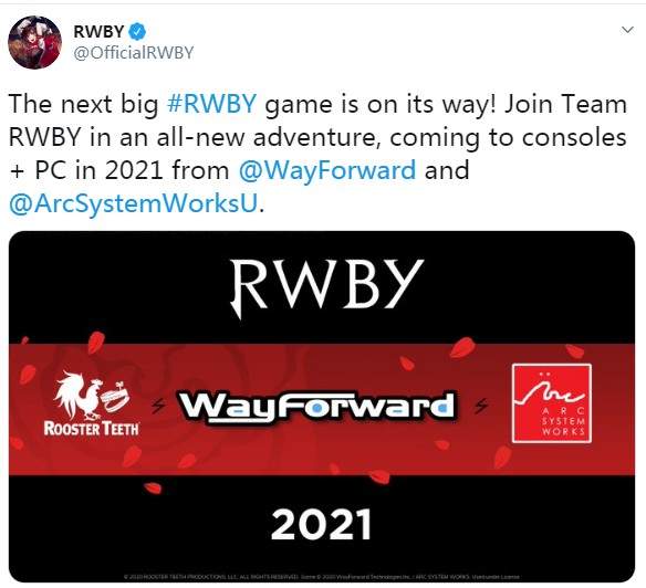 《RWBY》新游戏作品公布由《罪恶装备》厂商打造