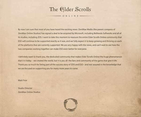 《上古卷轴OL》登陆平台不会发生变动很期待和微软合作