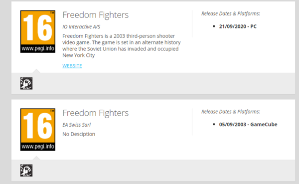 射击游戏《自由战士》或将回归网上出现新评级信息