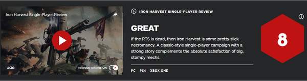 《钢铁收割》单人模式IGN8分近年来最好的RTS作品
