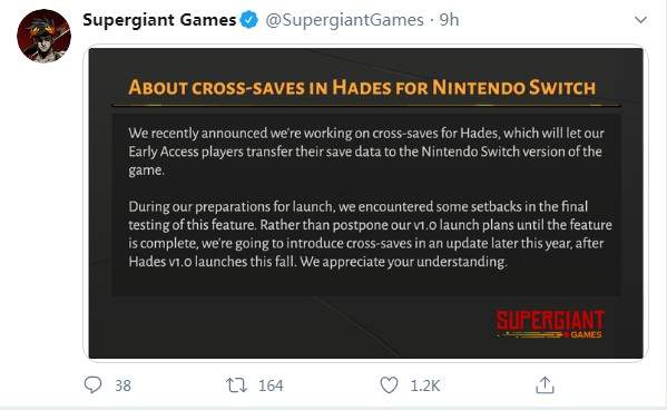 NS版《哈迪斯》首发无跨平台存档功能后续更新会加入