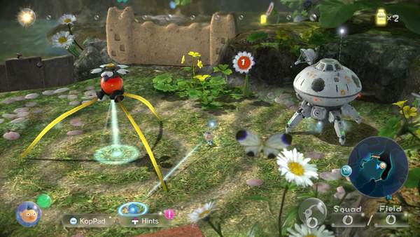 《皮克敏3：豪华版》摧毁石墙搭建桥梁