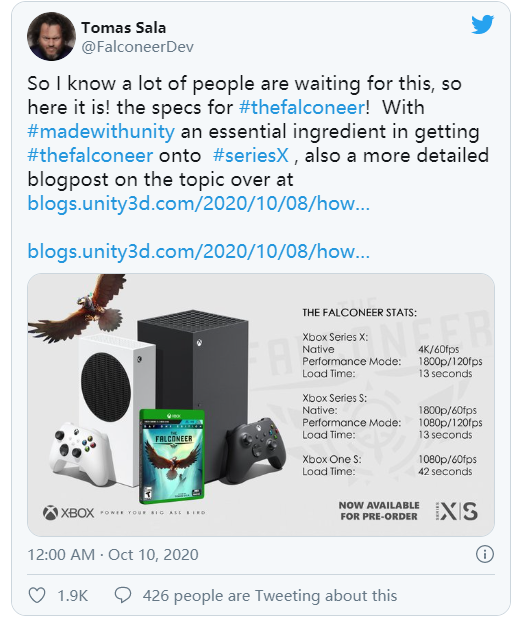 《雄鹰骑手》XSX版支持4K/60帧运行将于11月10日发售