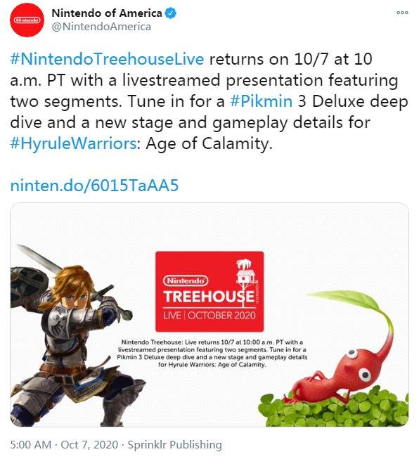 任天堂10月8日凌晨召开树屋直播塞尔达无双玩法